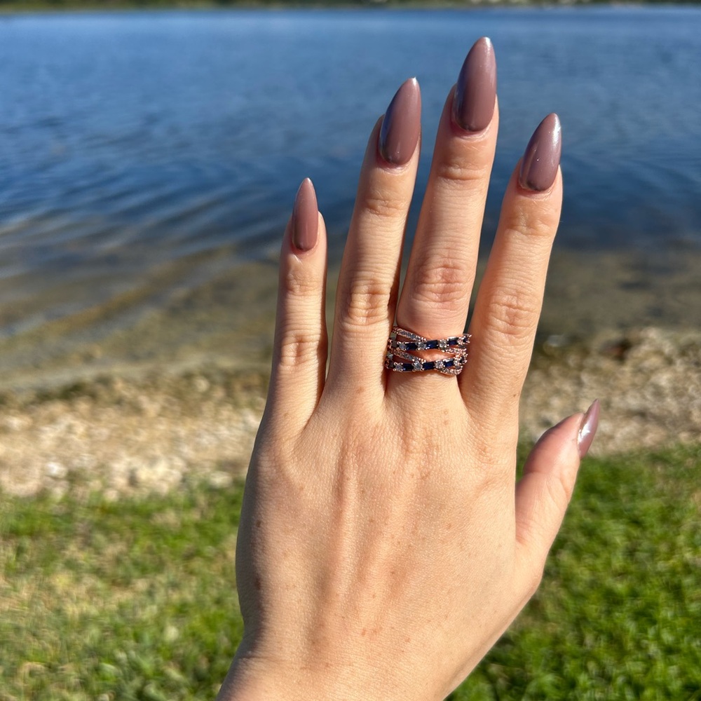 Bomb Party September Birthday “Tell Me You Love Me” ring. Blue Sapphire size 5